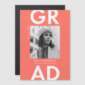 Fett Grad Coral Foto Abschluss Magneteinladung (Vorne/Hinten)