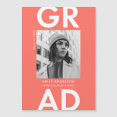 Fett Grad Coral Foto Abschluss Magneteinladung (Vorderseite)