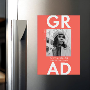 Fett Grad Coral Foto Abschluss Magneteinladung