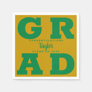 Fett GRAD Green on Gold Abschluss Napkin Serviette