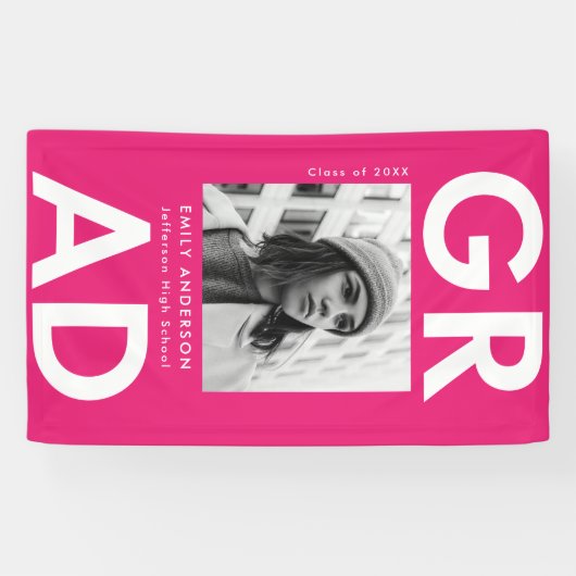 Fett Grad Hot Pink Foto Abschluss Banner (Horizontal)