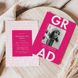 Fett Grad Hot Pink Foto Graduation Party Einladung