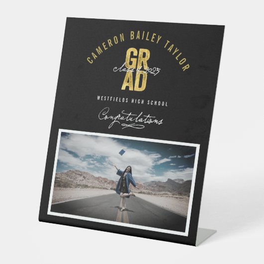 Fett-GRAD-Klasse der Foto-Graduationspartei 2025 Sockelschild (Vorderseite)