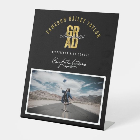 Fett-GRAD-Klasse der Foto-Graduationspartei 2025 Sockelschild (Vorderseite)