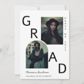Fett GRAD Multiple Foto Black & White Abschluss Einladung (Vorderseite)