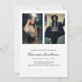 Fett GRAD Multiple Foto Black & White Abschluss Einladung (Rückseite)