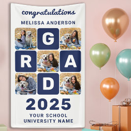 Fett Grad Personalisiert 5 Foto Collage Abschluss Banner