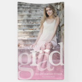 Fett GRAD Pink Ombre Overlay Foto Abschluss Banner (Vertikal)