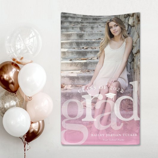 Fett GRAD Pink Ombre Overlay Foto Abschluss Banner