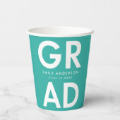 Fett Grad Türkis Abschluss Pappbecher (Rückseite)