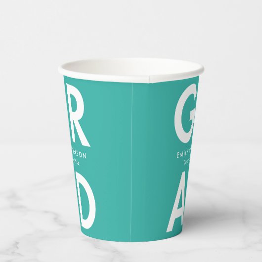 Fett Grad Türkis Abschluss Pappbecher (Rechts)