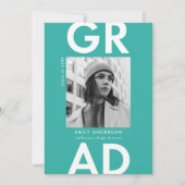 Fett Grad-Türkis-Foto-Graduierungspartei Einladung (Vorderseite)