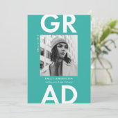 Fett Grad-Türkis-Foto-Graduierungspartei Einladung (Stehend Vorderseite)