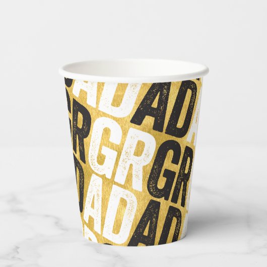 Fett GRAD Typografy Gold Goil Graduation Party Pappbecher (Rückseite)