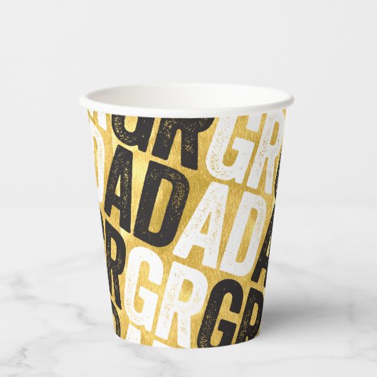 Fett GRAD Typografy Gold Goil Graduation Party Pappbecher (Vorderseite)