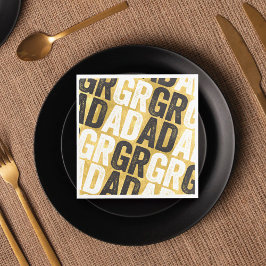 Fett GRAD Typografy Gold Graduation Party Paper Serviette