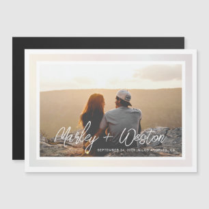 Fett-Gradient-Border-Foto Save the Date Magneteinladung