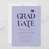 Fett Graduate Graduate Party Foto Lila Einladung (Vorderseite)