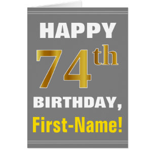 Fett, grau, Imitate Gold 74. Geburtstag mit Name C
