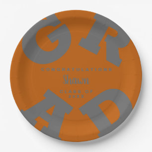 Fett Graue Teller auf Burnt Orange Abschluss
