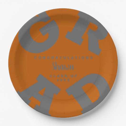 Fett | Graue Teller auf Burnt Orange Abschluss (Vorderseite)