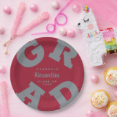 Fett | Graue Teller auf Crimson Red Abschluss (Party)