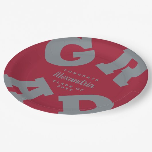 Fett | Graue Teller auf Crimson Red Abschluss (Schrägansicht)