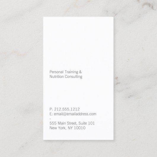 Fett graue/weiße Personal Trainer Business Card Visitenkarte (Rückseite)
