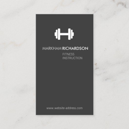 Fett graue/weiße Personal Trainer Business Card Visitenkarte (Vorderseite)