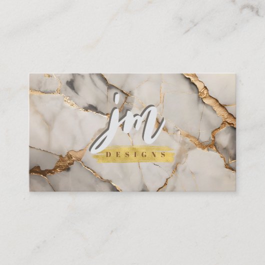 Fett Gray & Gold Marmor Moderne Visitenkarte (Vorderseite)