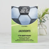 Fett Green Field Sports Party Theme Einladung (Stehend Vorderseite)