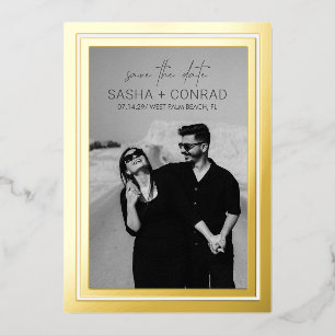 Fett grenzübergreifendes Foto Moderne Hochzeit ret Folieneinladung