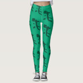 Fett Grün Blau Frauen Rock Klettermuster Leggings (Vorderseite)