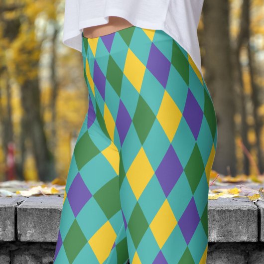 Fett-Grün-Gelb-Harlequin-Karo-Muster Leggings