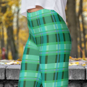 Fett Grün- und Schwarz-Karo-Muster Leggings