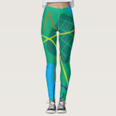 Fett grünblaues Abstraktes Drucken Leggings (Vorderseite)