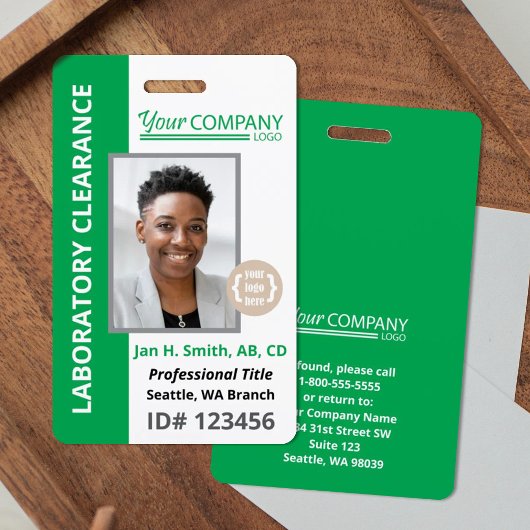 Fett grüne Logo Eintrag Mitarbeiter Foto-ID Ausweis