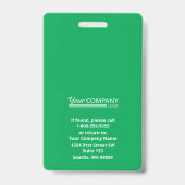 Fett grüne Logo Eintrag Mitarbeiter Foto-ID Ausweis (Rückseite)