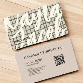 Fett grüner grauer Karo Muster QR Code für Handmad Visitenkarte