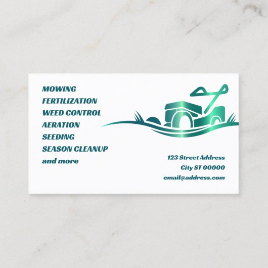 Fett grüner Rasenmäher Visitenkarte (Rückseite)
