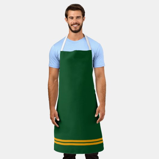 Fett grüner Twin Golden Yellow Hem Racing Stripes Schürze (Getragen)