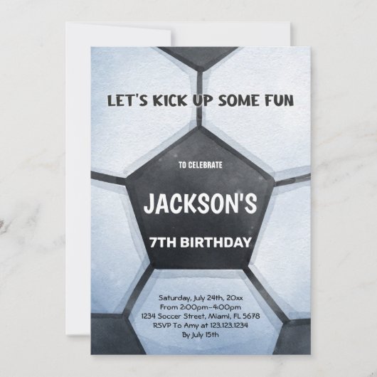 Fett grünes Feld Sport Party Thema für Kinder Einladung (Vorderseite)