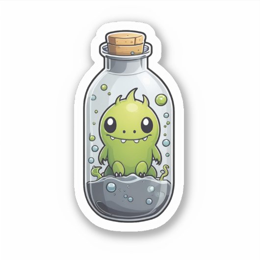 Fett grünes Monster in einem Jar Aufkleber (Vorderseite)