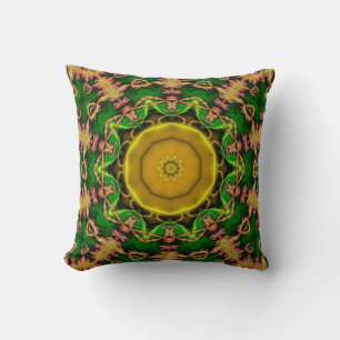 Fett grünes und goldenes Abstract-Design Kissen