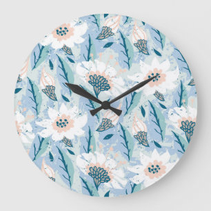 Fett handgemalte florale Vintage Große Wanduhr