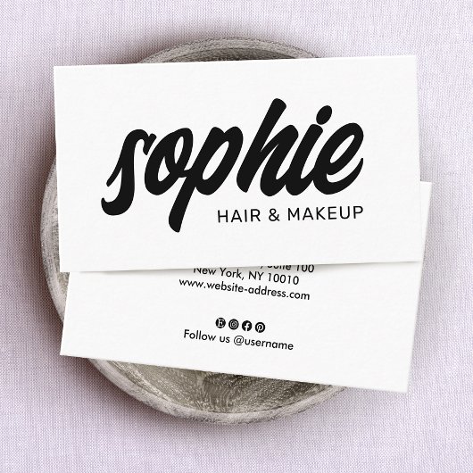 Fett handgeschriebenes Brush-Script Schwarz-weiß B Visitenkarte
