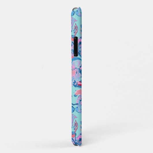 Fett handgestrichene blau-blaue Rosa Monogramm Case-Mate iPhone Hülle (Hinten/Rechts)