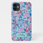Fett handgestrichene blau-blaue Rosa Monogramm Case-Mate iPhone Hülle (Rückseite)