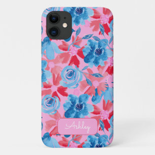 Fett handgestrichene blau-blaue Rosa Monogramm Case-Mate iPhone Hülle