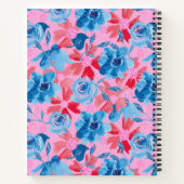 Fett handgestrichene Blüten - Rot, Blau und Rosa Notizblock (Rückseite)